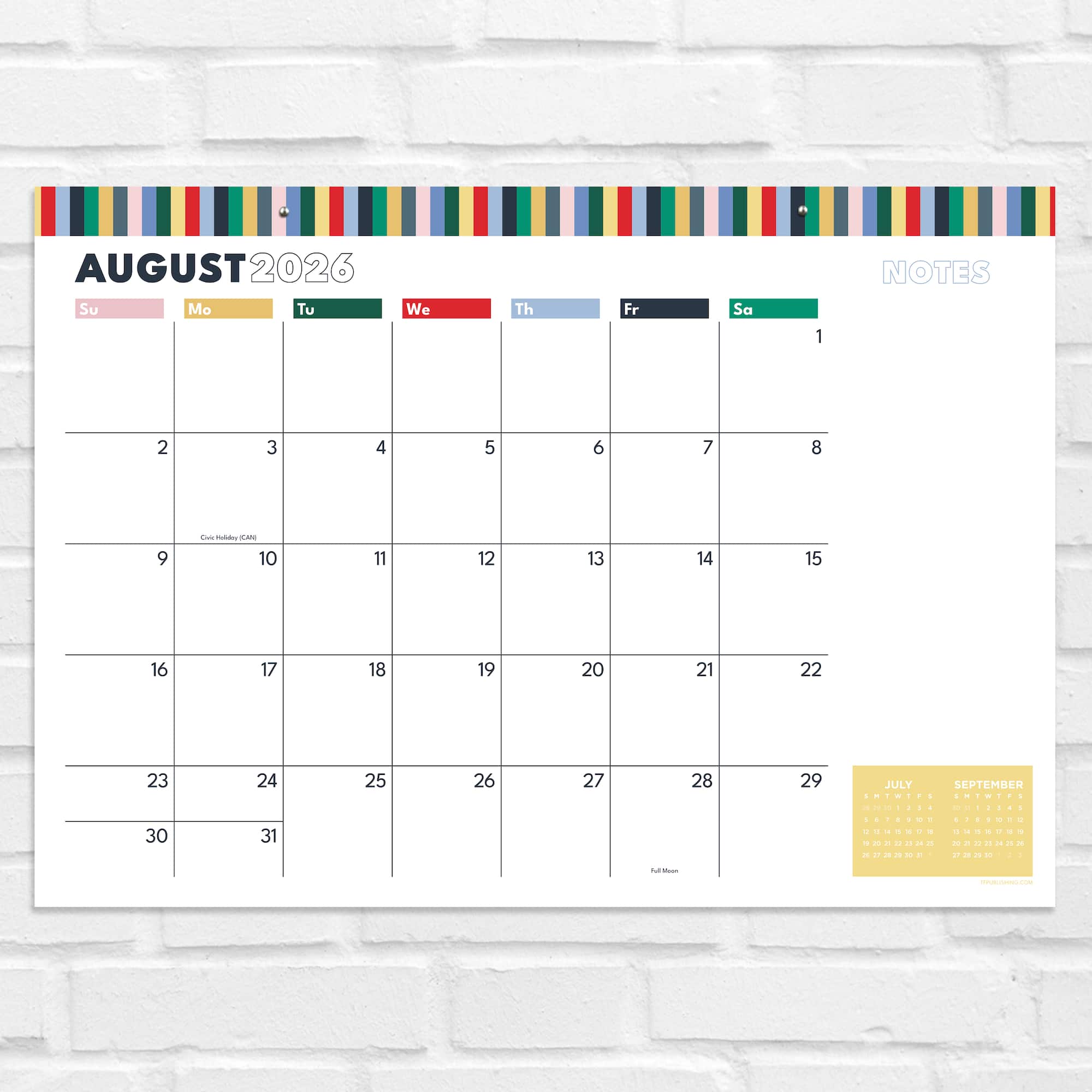 TF Publishing 2026-27 Long Weekend Desk Pad Monthly Blotter Calendar